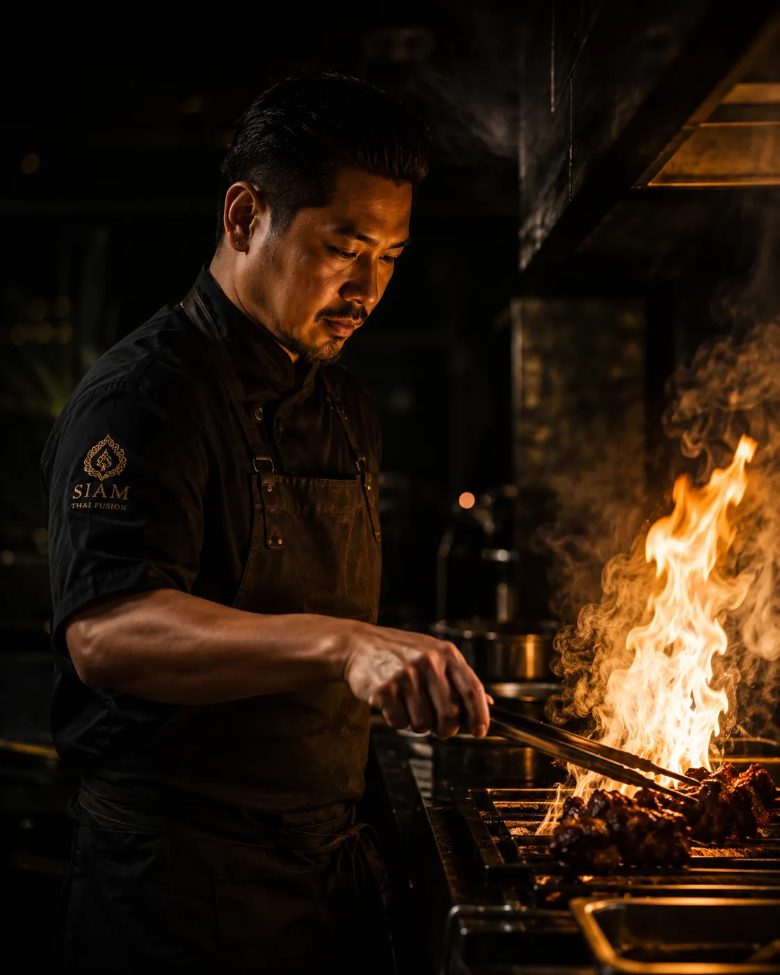 Executive chef Anong Wattana at the open grill